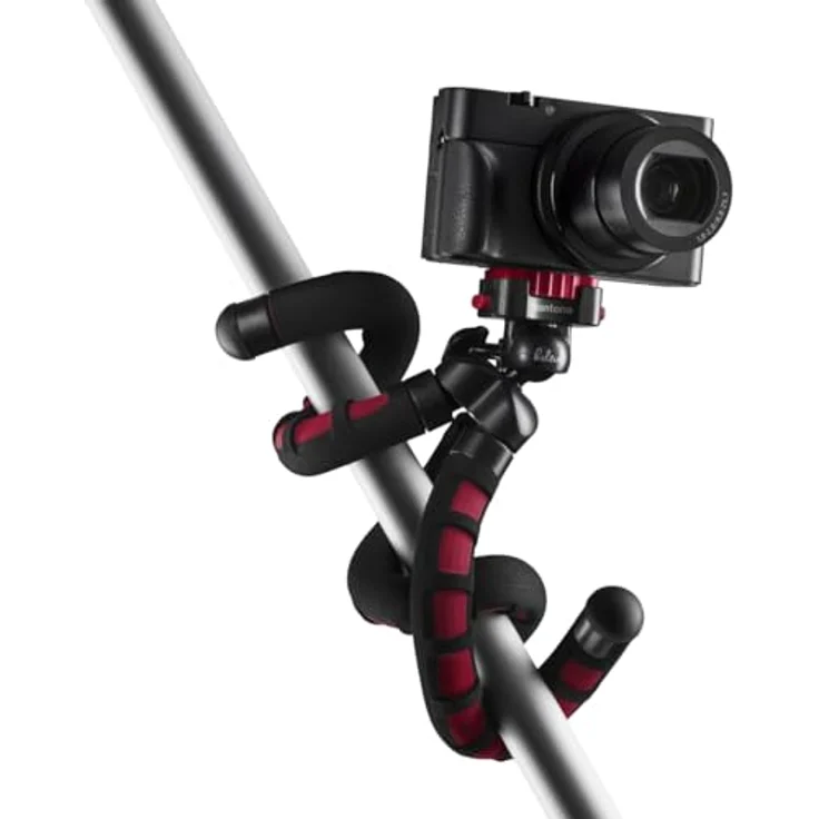 Mantona kaleido Flex leichtes Flex Stativ (mit hochwertigem 360° Kugelkopf, geeignet für Digital und Videokameras, Smartphones und Action Cams) sundown red – Bild 4