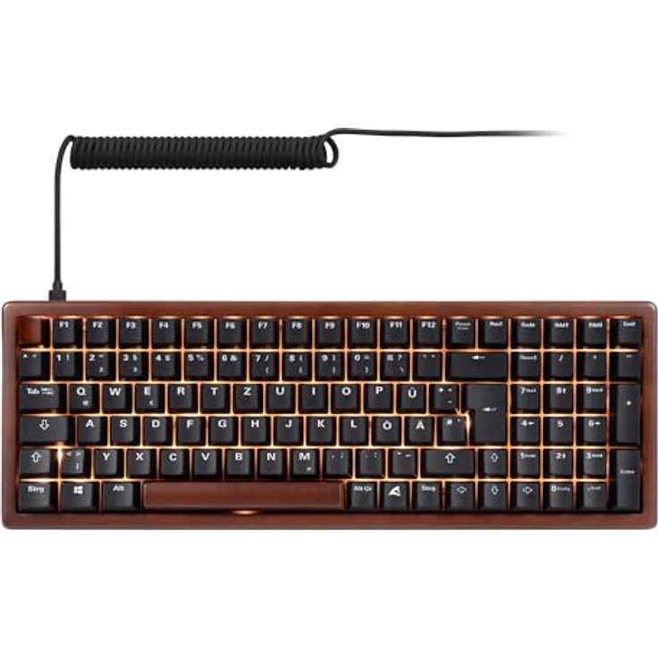 Sharkoon SKILLER SGK50 S2 Wood PBT, Gaming-Tastatur mit Gateron G Pro 3.0 Yellow, DE-Layout, RGB-Beleuchtung, schwarz/hölzernes Design – Bild 2
