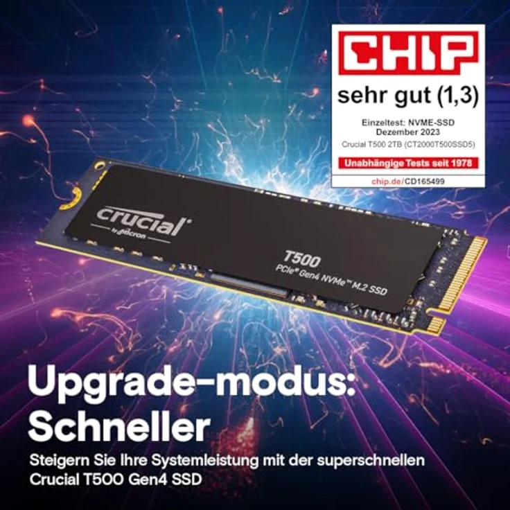 Crucial T500 SSD 4TB PCIe Gen4 NVMe M.2 Interne SSD, bis 7000MB/s, für Gaming und Programme, Microsoft DirectStorage - CT4000T500SSD3 – Bild 4