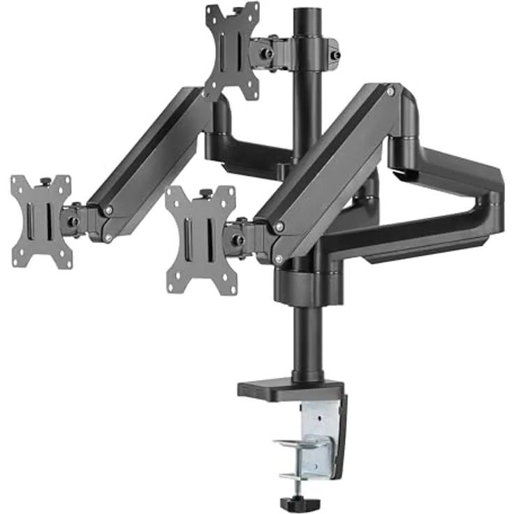 Deltaco ARM-0352, Tisch-Monitorhalterung für 2-3 Monitore (17-32 Zoll), VESA-kompatibel, schwarz