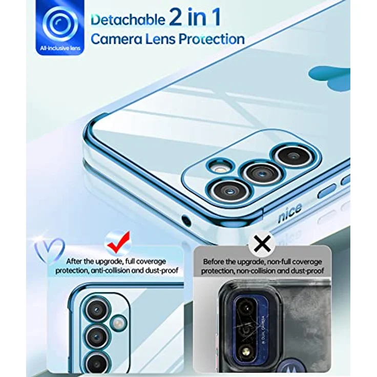 LeYi Handyhülle für Samsung Galaxy A54 5G, TPU Silikon Schutzhülle mit 2 Schutzfolien, Herz Muster, stoßfest und kratzfest, blau – Bild 3