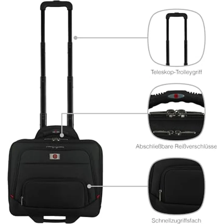 WENGER 605978 SPHERIA 16'' Wheeled Laptop Case, Smooth Glide 2.5-inch wheels with an Overnight Compartment in Black – Bild 4