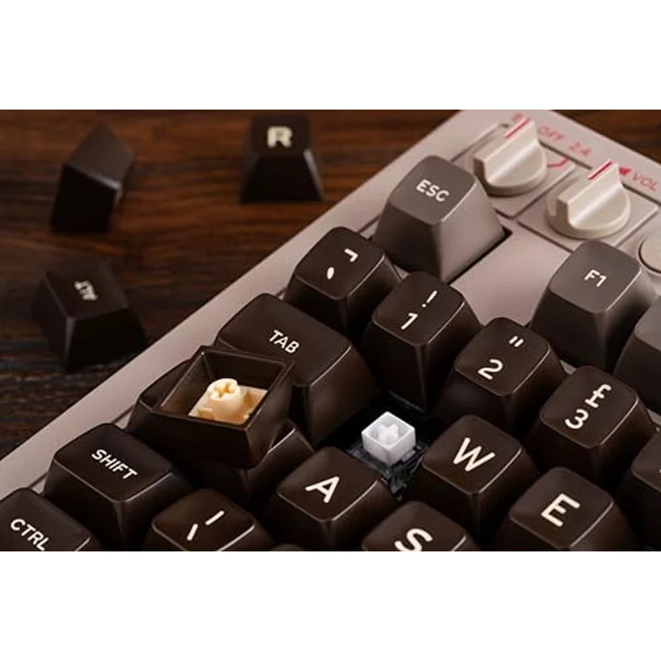 8bitdo Mechanical Keyboard C64 Ed. ISO (UK), Retro Tastatur in Beige mit drei Modi, programmierbaren Tasten und Kailh - Box V2 White Schaltern – Bild 6