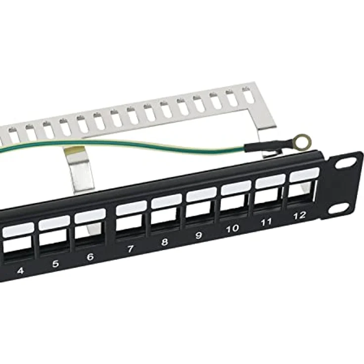 HMF 63346-02 STP Keystone-Patchpanel, 10 Zoll, 1 HE, 12 geschirmte RJ45 Ports, Schwarz – Bild 2