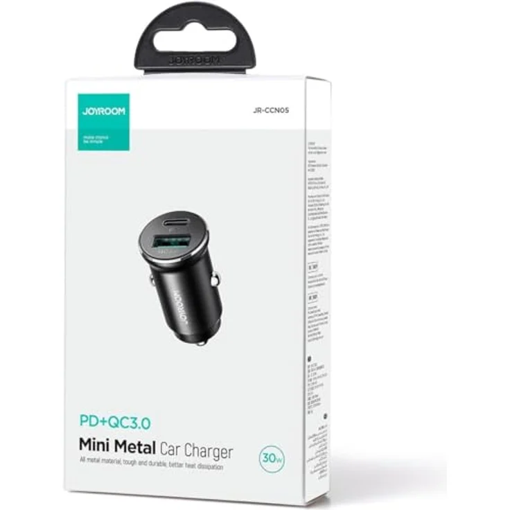 Joyroom JR-CCN05, 30W Mini USB-A und USB-C Auto-Ladegerät mit Power Delivery und Quick Charge, schwarz – Bild 4