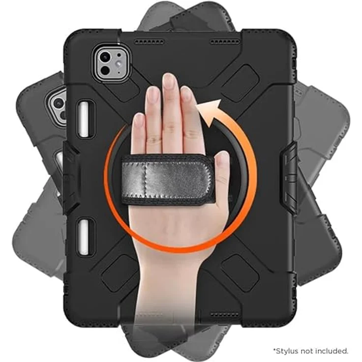 EIGER Eiger Peak 500m Case iPad Pro 11 (2024) schwarz - Stoßfestes Design, 360° drehbarer Ständer, Handschlaufe – Bild 4