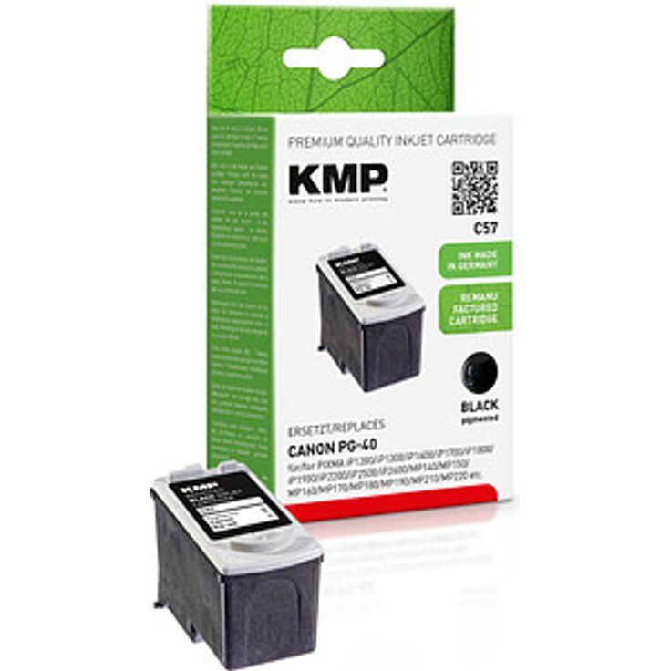 KMP C57, schwarz Druckerpatrone kompatibel zu Canon PG-40, 16 ml Nachfüllmenge, hohe Druckqualität