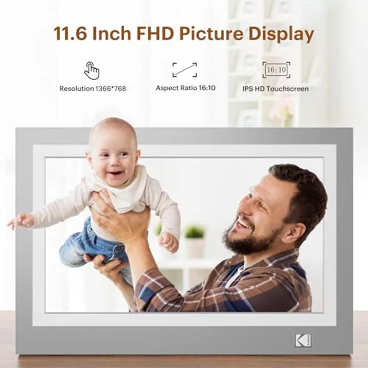 KODAK Digitaler WLAN-Bilderrahmen KPF-11.6, 29,5 cm (11,6 Zoll) HD-Touchscreen, 1366 x 768, 32 GB Speicher, App-Funktion für Foto- und Video-Sharing – Bild 2