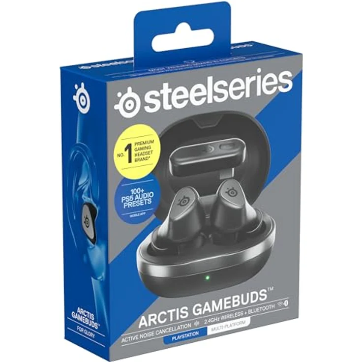 SteelSeries Arctis GameBuds™ Gaming-Headset, kabellos, 2,4 GHz + BT5.3, aktive Geräuschunterdrückung/Transparenz, 40H-Akku, kabelloses Aufladen, PS5, PC, Switch, Handy – Bild 7