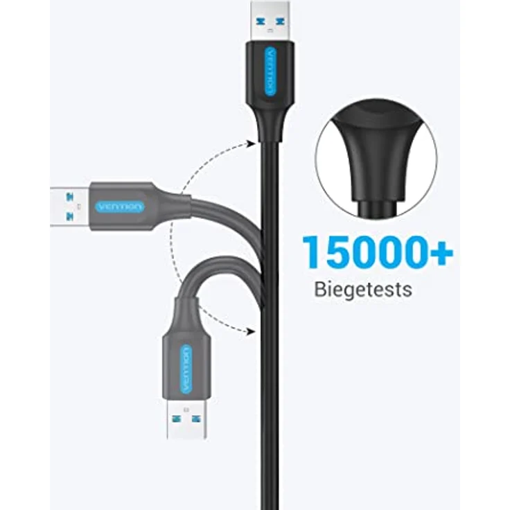 VENTION USB 3.0 Verlängerungskabel 5 Gbps, USB 3.0 A Stecker auf A Buchse, für Kartenlesegerät, Tastatur, USB-Stick, externe Festplatte - Robust und langlebig – Bild 5