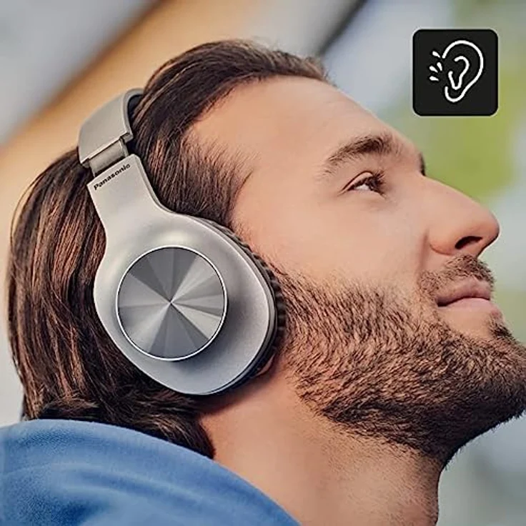 Panasonic RB-HX220BDES Kabellose Over-Ear-Kopfhörer - Ergonomische Passform, Extra Bass, 23 Stunden PlayBack, Faltbares Design, Silber – Bild 5