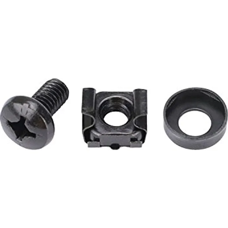 HMF 61060, 60er Set Käfigmuttern für 10" oder 19" Serverschrank, M6 Montageschrauben, schwarz, aus robustem Stahl