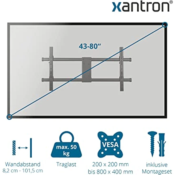 Xantron STRONGLINE-960XL TV Wandhalterung Schwenkbar Neigbar Drehbar - 43-80 Zoll, 4K, inkl. Montagematerial – Bild 2