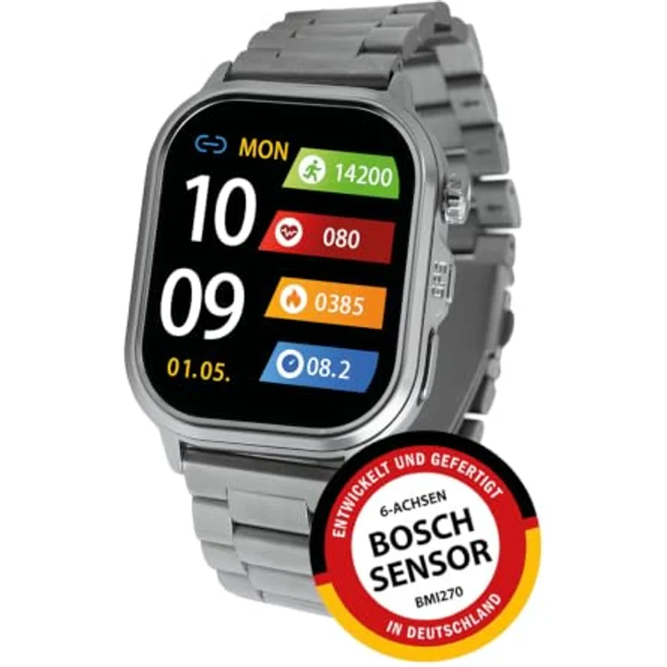 Knauermann PRO 4 Ultra Gesundheitsuhr, Smartwatch mit 1,95 Zoll AMOLED Display, GPS, EKG Analyse und 24 Stunden Gesundheitsüberwachung, Titanband – Bild 2
