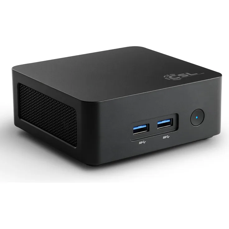 CSL Narrow Box Black, Desktop-PC mit Intel N100, 8 GB RAM, 500 GB M.2 SSD, Intel UHD Graphics, Schwarz