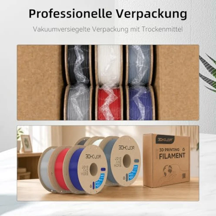 3DHoJor PETG Filament Set 1.75mm, 6kg, 6 Farben, hohe Zähigkeit und Druckqualität – Bild 5