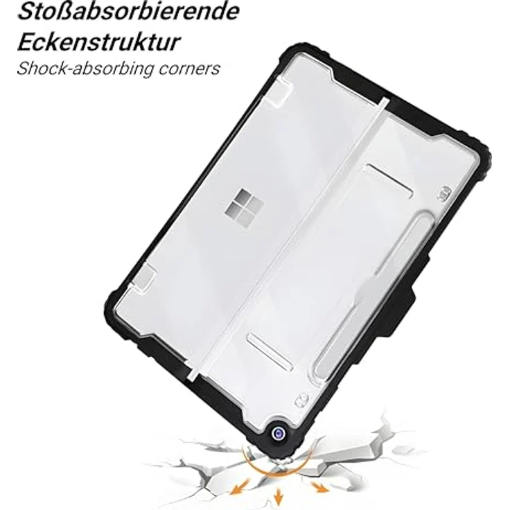 honju FIT Handstrap Case für Microsoft Surface Pro 12 Zoll, Tastatur kompatibel, Slim-Pen 2 Aufladung, abnehmbare Handschlaufe, schwarz/transparent – Bild 3