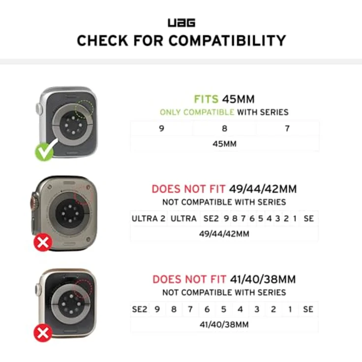 URBAN ARMOR GEAR Scout Case für Apple Watch 9/8/7 (45mm), sturz- und stoßsichere Hülle nach US-Militärstandard, robust mit Displayschutz in Clear – Bild 2