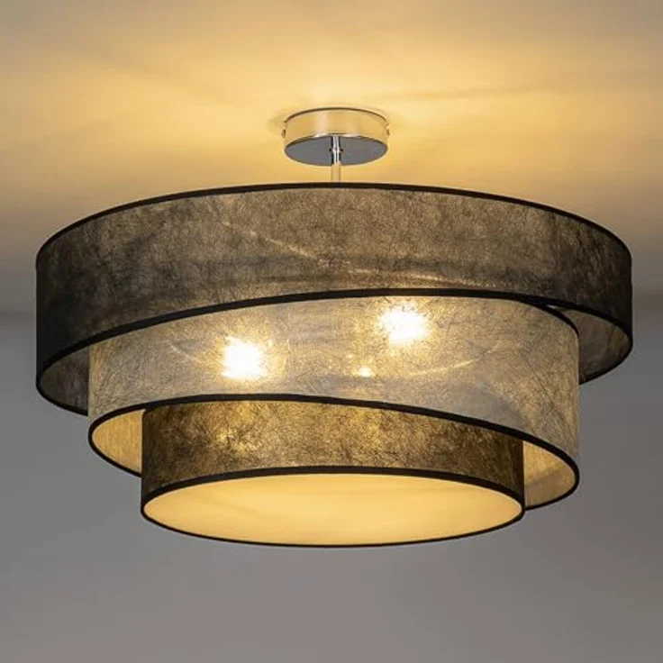 Lindby Deckenlampe 'Ayvira' (Modern) in Schwarz aus Metall (3 flammig, E27) - Textil Deckenleuchte, Lampe, Wohnzimmerleuchte – Bild 5