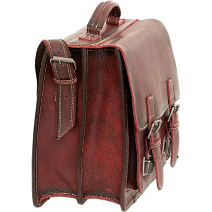Greenburry Aktentasche Leder Schultasche XL Lehrertasche Tasche New Buffalo rot Damen Herren Schule Uni Arbeit – Bild 2
