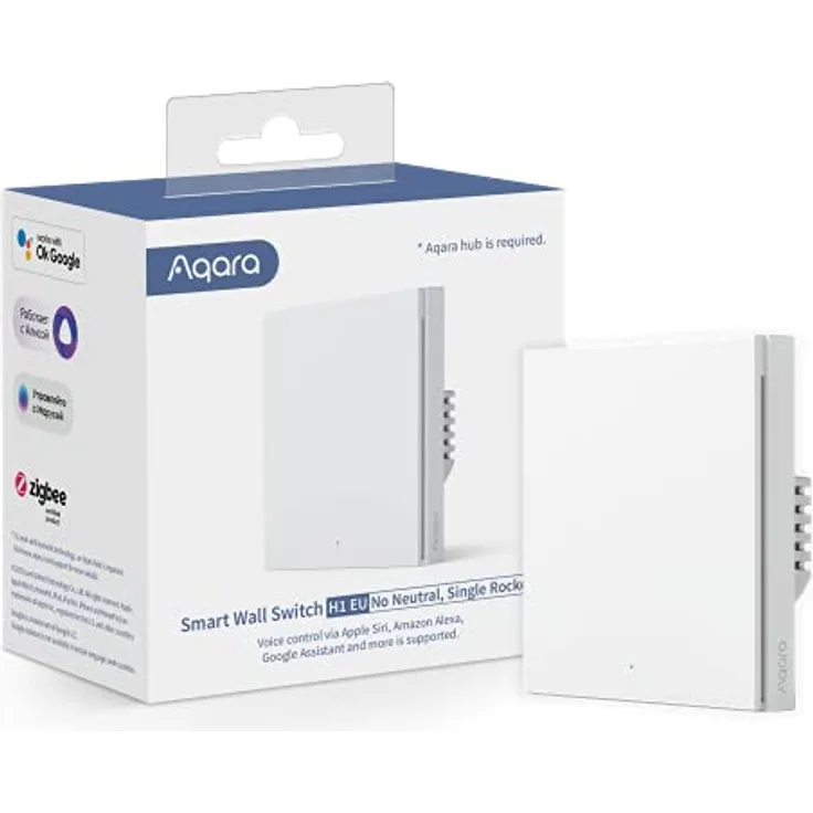 Aqara Smart Wall Switch H1(No Neutral, Single Rocker) (HomeKit) (WS-EUK01)