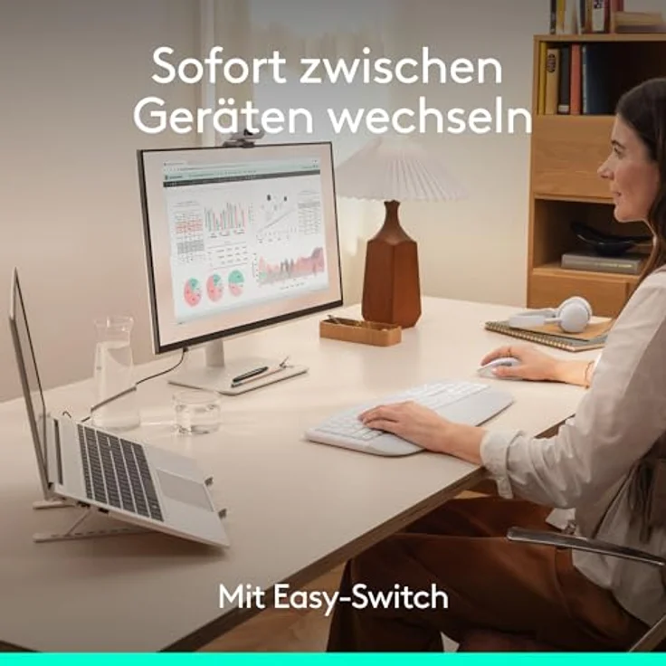 LOGITECH Signature Comfort Plus MK880, kabelloses Maus- und Tastaturset mit ergonomischer Handballenauflage, Off White – Bild 9
