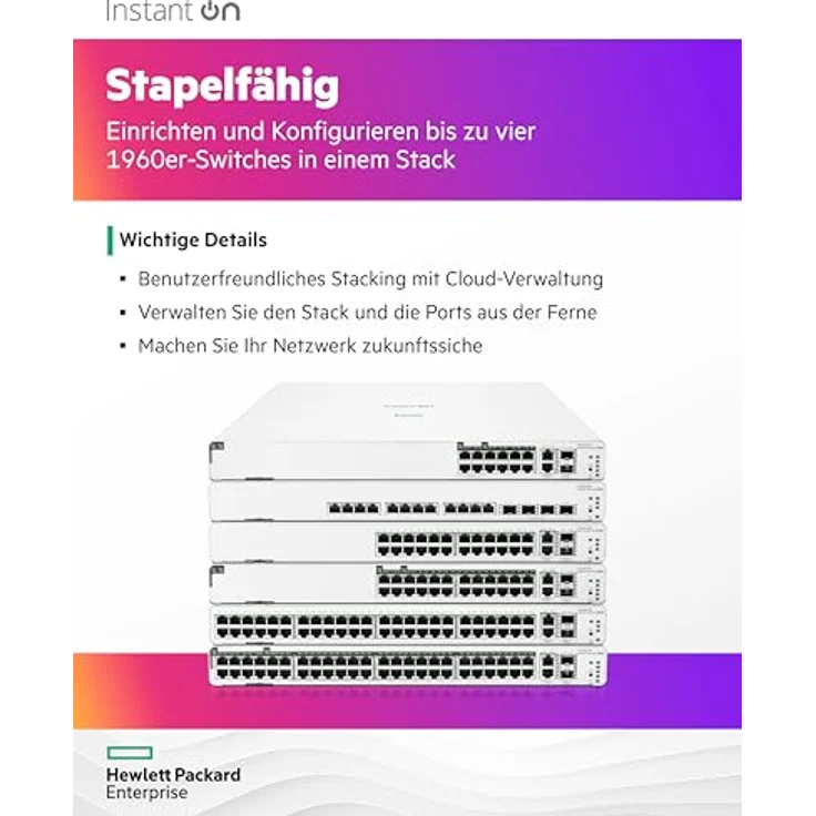 HPE Aruba Instant On 1960 12XGT 4SFP+ Switch - Switch - L2+ - Smart - 12 x 100-1000-10000 + 4 x 10 Gigabit SFP+ - an Rack montierbar (JL805A#ABB) – Bild 4