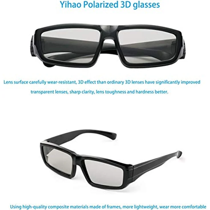 4er Pack Unisex Passive Polarisierte 3D-Brille für LG, Sony, Panasonic, Toshiba und Alle Passiven 3D-Tvs RealD 3D-Kino-Brille Zum Ansehen von Filmen Family Pack Circular Polarized Lenses – Bild 5