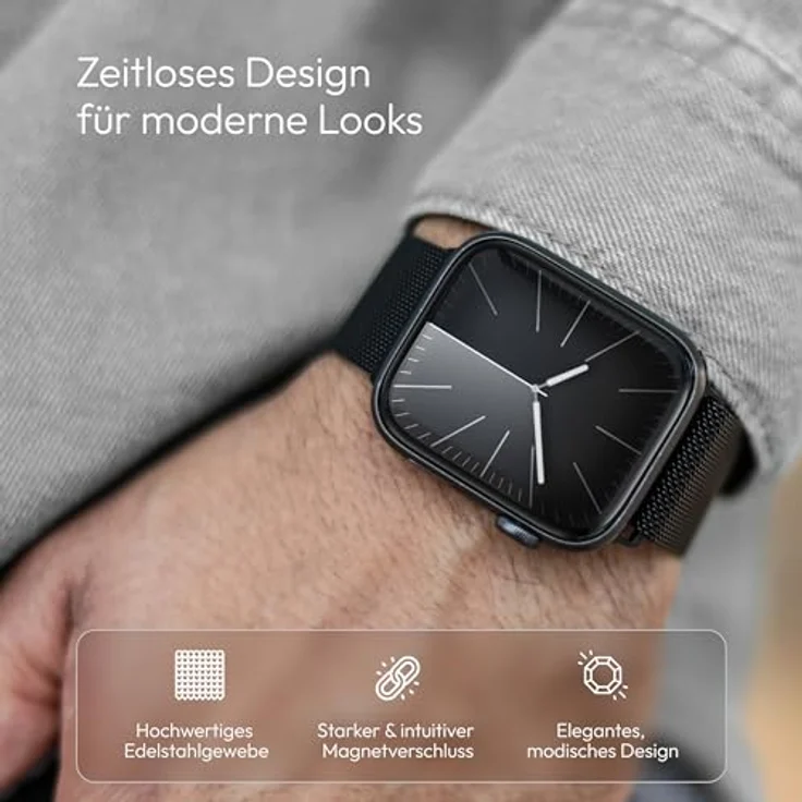 Vonmählen Milanese Loop 2 Armband für Apple Watch 40 | 41 | 42 mm, Schwarz, versandkostenfrei – Bild 2