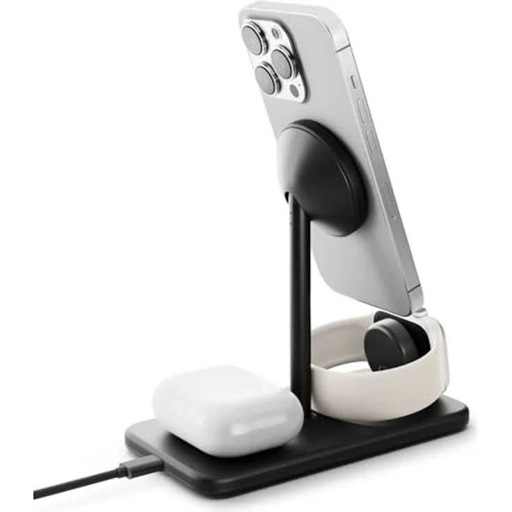 Twelve South Kabelloses Qi2 3-in-1 Ladegerät HiRise 3 Deluxe MagSafe-kompatibel, Schwarz - Ladeständer (15 W), Wireless Charger – Bild 4