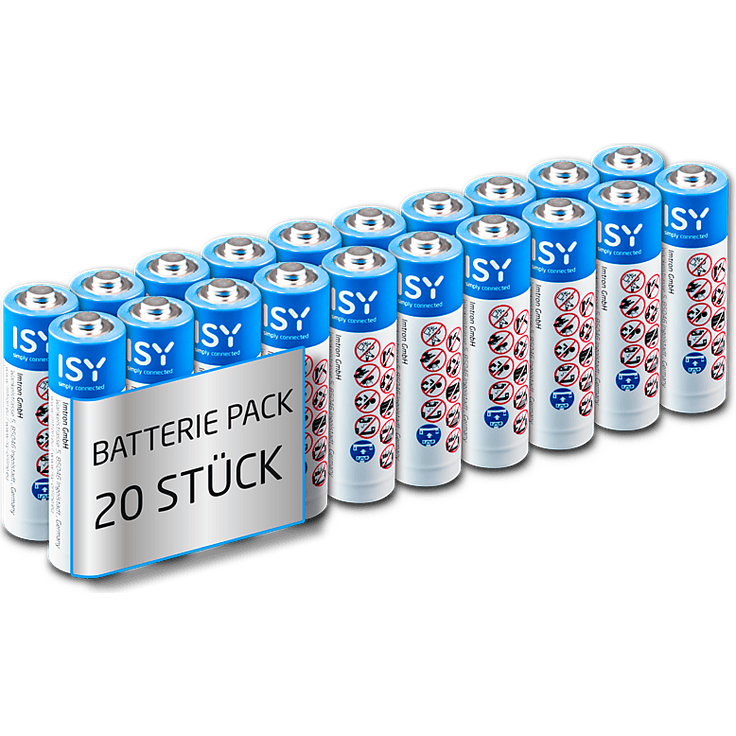 ISY IBA-2001 AA Batterie, 1.5 Volt, 20 Stück, leistungsstark und langlebig