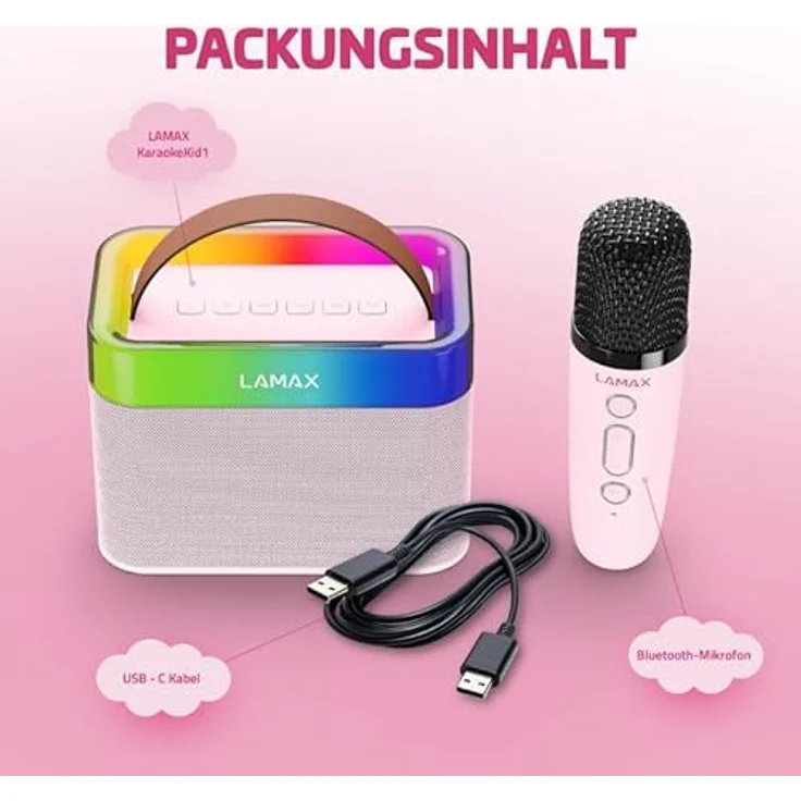 LAMAX KaraokeKid1 Pink, Karaoke-Mikrofon für Kinder mit benutzerfreundlicher Schnittstelle und leichtem Design – Bild 4