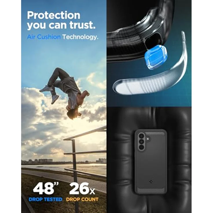 Spigen Samsung Galaxy A37 5G Hülle Rugged Armor [Fallschutz in Militärqualität, Eckschutz mit Air Cushion Technologie] - Matte Black – Bild 3