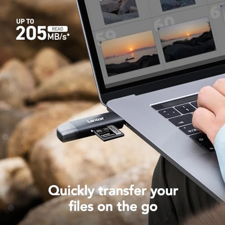 Lexar Dual-Slot-USB-A/C-Leser, bis zu 205 MB/s, SD- und microSD-Karten unterstützt (LRW310X-BNBNG) – Bild 2