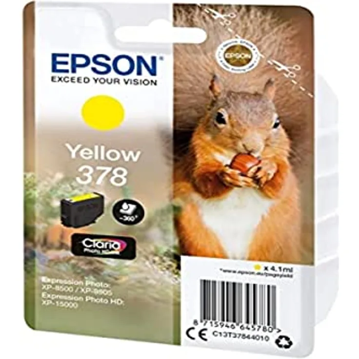 Epson 2896977 378 Tintenpatrone, 4,1 ml, 360 Seiten, Gelb – Tintenpatronen (Epson, Gelb, Expression Photo XP-8500, XP-8505 Expression Photo HD XP-15000, 4,1 ml, 360 Seiten)