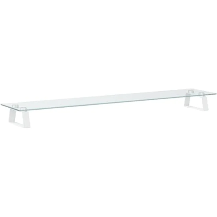 vidaXL Monitorständer mit Stauraum, Monitorerhöhung aus Hartglas und Metall, Weiß 100x20x8cm, ergonomisches Design für verbesserten Komfort – Bild 1
