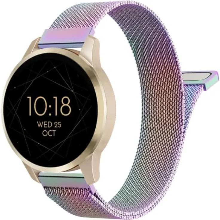 Astorgos 18 mm Metall Armband für Garmin Venu 3S/4 – Atmungsaktives Edelstahl-Mesh, magnetisches Schnallendesign, anpassbar für Handgelenke 5,5"-8,6"