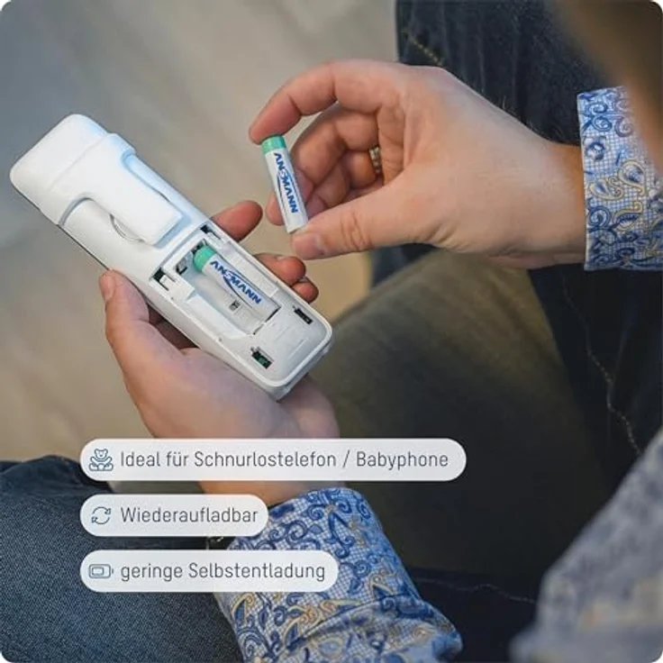 ANSMANN Akku AAA Micro 800 mAh 1,2V NiMH für Schnurlostelefon 4 Stück - Wiederaufladbare Batterien mit geringer Selbstentladung maxE - Akkus ideal für Haustelefon schnurlos - Rechargeable Battery – Bild 2