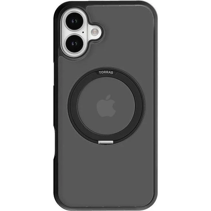 Torras UPRO Ostand Pro für Apple iPhone 16, Smartphone Hülle mit flexiblem Ständer, Schwarz
