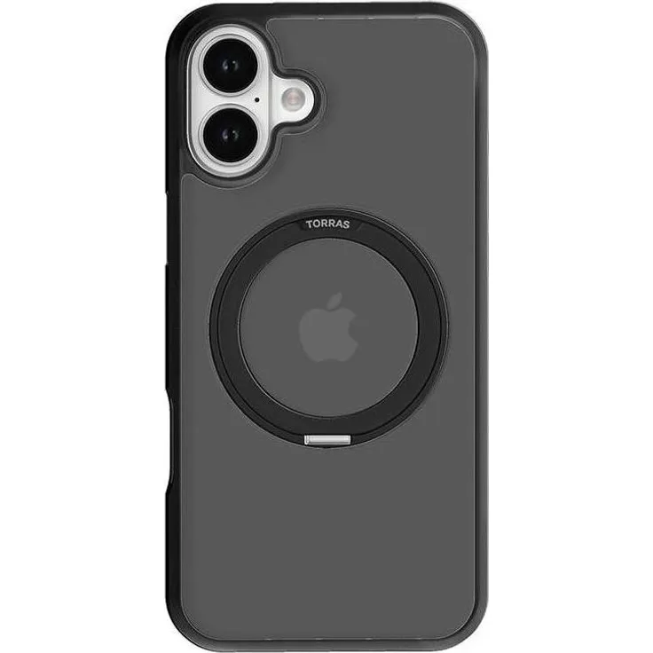 Torras UPRO Ostand Pro für Apple iPhone 16, Smartphone Hülle mit flexiblem Ständer, Schwarz