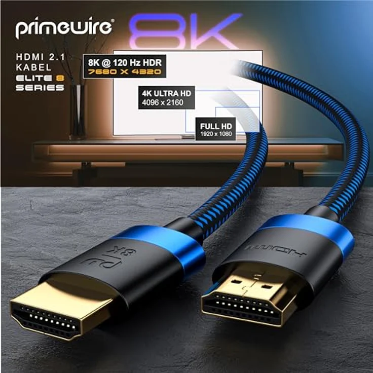 2m 8K HDMI Kabel 2.1 - 8K60Hz 4K 120Hz DSC - HDTV 7680 x 4320 - UHD II - HDMI 2.1 2.0a 2.0b - 3D - Highspeed HDMI-Kabel Ethernet - HDR - ARC - Präzisionsstecker - kompatibel zu Blu Ray PS4 Xbox – Bild 5