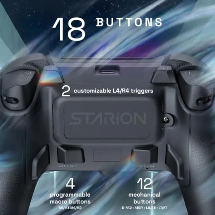Oniverse Starion - Wireless Controller - Bluetooth Gamepad für Android, PC, PS5 & PS3, Schwarz – Bild 2