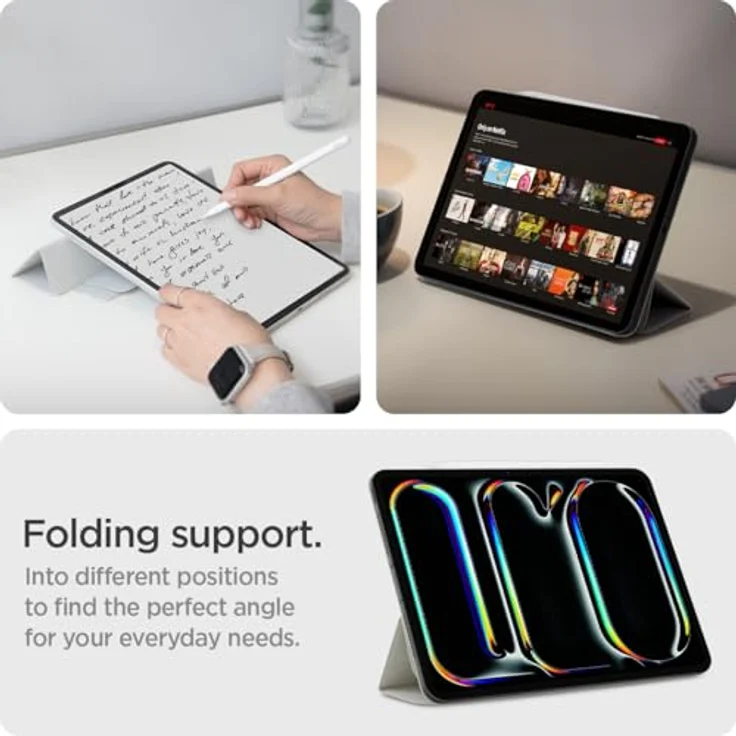 Spigen AirSkin Folio OneTap Hülle Kompatibel mitiPad Pro 11 Zoll 5.Generation M4 (2024) Schlank und Leicht Cover Case Vollständig Abnehmbarer Deckel mit Magnet - Grau – Bild 5