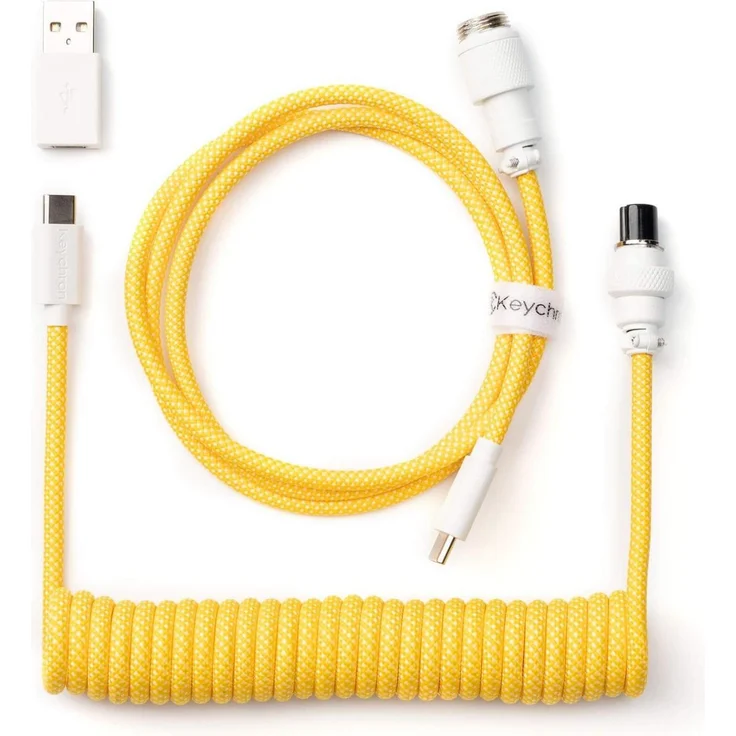 Keychron Custom Coiled Cable (1.36 m, USB 2.0), flexibles Spiralkabel mit abnehmbaren Aviator-Port für Keychron-Tastaturen, schwarz