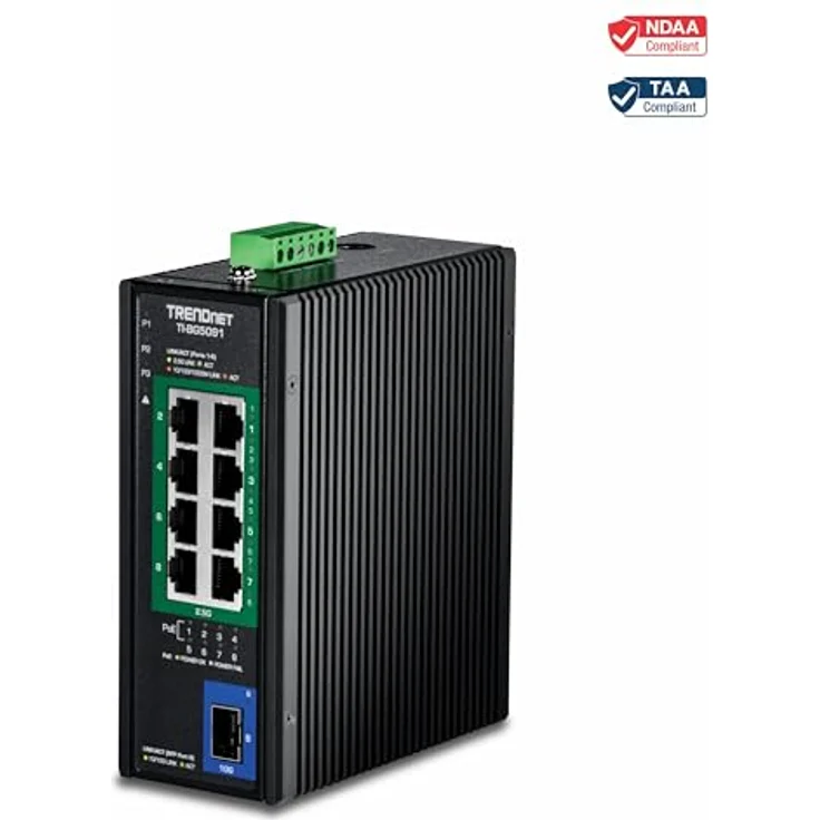 TRENDnet TI-BG5091, 9-Port 2,5G DIN-Rail PoE++ Switch mit 10G SFP+ Port, 8 x 2,5G PoE++ Ports, 480W PoE, IP50 Gehäuse – Bild 3