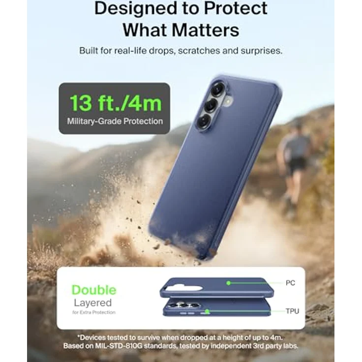 Belkin SheerForce Protect Samsung Galaxy S26+ Hülle, 4 m Aufprallschutz nach Militärstandard, Doppellagig, Qi2-zertifiziert – Blau – Bild 3