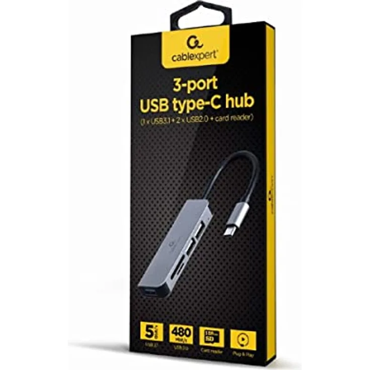GEMBIRD USB-Hub Typ C 3 Port USB 3.1 und USB 2.0 mit Kartenleser