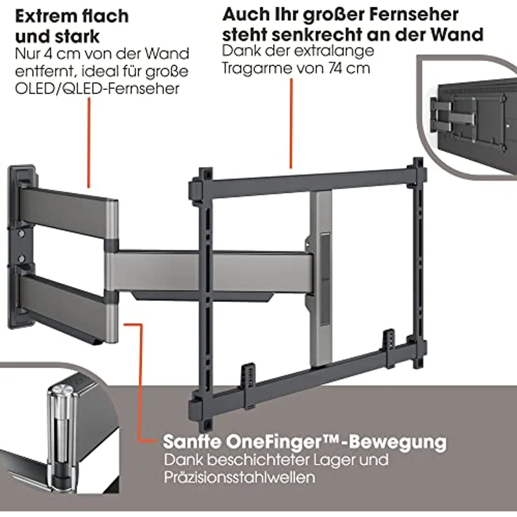 Vogel's Elite 5845 Schwenkbare, ultradünne TV-Wandhalterung für 55-100 Zoll Fernseher, Max. 55 kg, Schwenkbar bis zu 180°, Full-Motion TV Halterung max. VESA 600x400, Universelle Kompatibilität – Bild 3