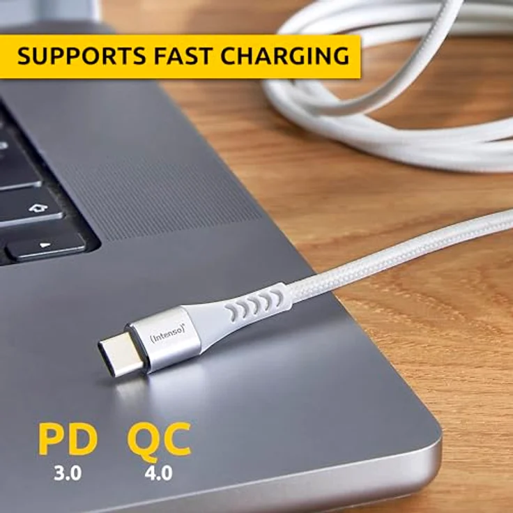 Intenso USB-Cable C315C, USB-C auf USB-C Daten- und Ladekabel, Power Delivery und Quick Charge mit bis zu 60 Watt, Nylon, 1.5 Meter, weiß – Bild 4