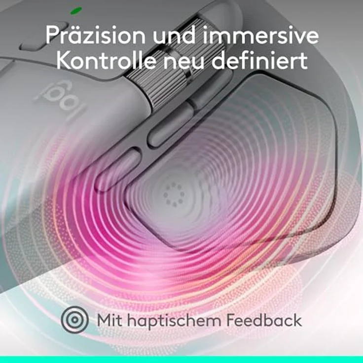 Logitech MX Master 4 for Mac, ergonomische Bluetooth-Maus mit haptischem Feedback, ultraschnellem Scrollen, Aufladung über USB-C – Weiß-Silber – Bild 2